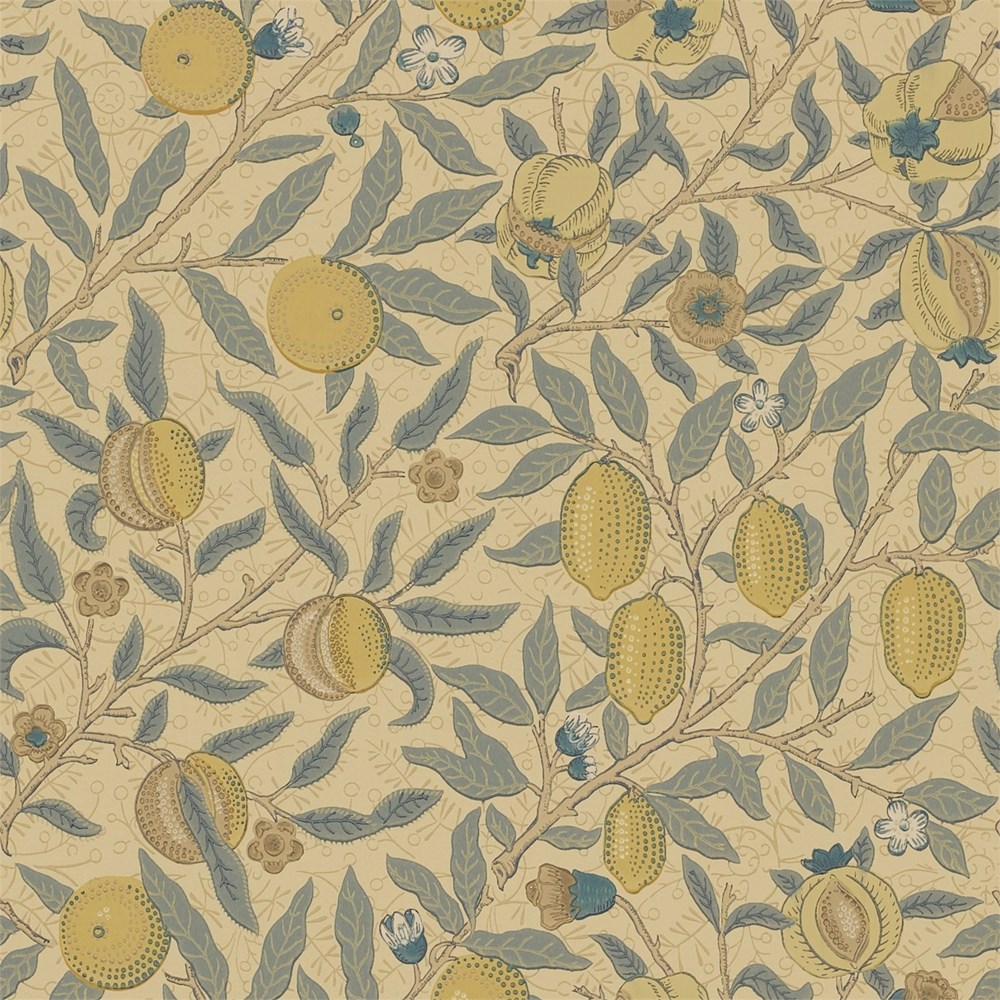 Fruit Wallpaper 103 by Morris & Co in Blue Gold Brown